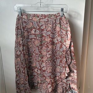Anthropologie Asymmetrical Skirt - Pink and White Floral